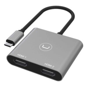 ADAPTADOR UNNO TEKNO HB1103GY USB-C 2X HDMI SOPORTE 4K Y PLUG & PLAY GRIS
